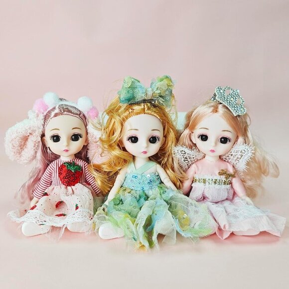 6 Pcs 6 Inch Princess Girl Mini Small Princess Little Girl Miniature Dolls - Picture 2 of 7